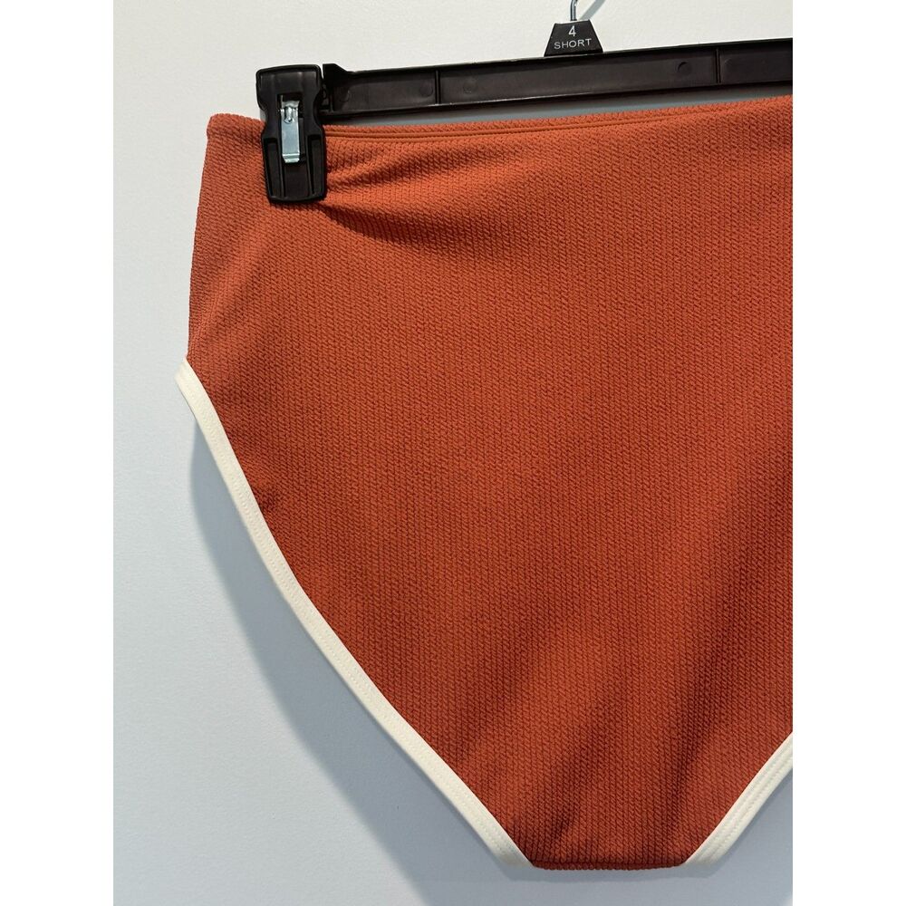 NWOT Calia Tipped Textured High Waist Bikini Bottom Rust Size Medium - Picture 5 of 6